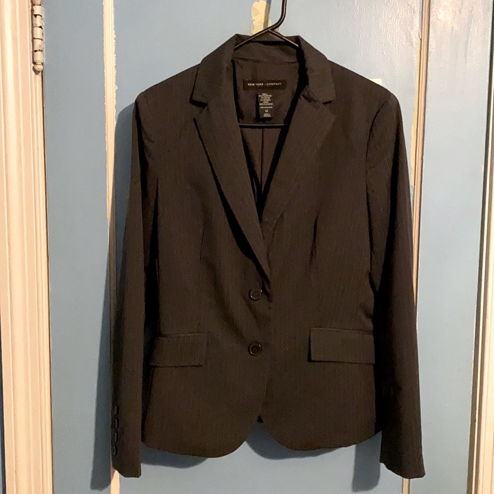 New York & Company grey pinstripe suit jacket